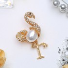 Брошь «Фламинго» жемчужное крыло, цвет белый в золоте - Фото 1