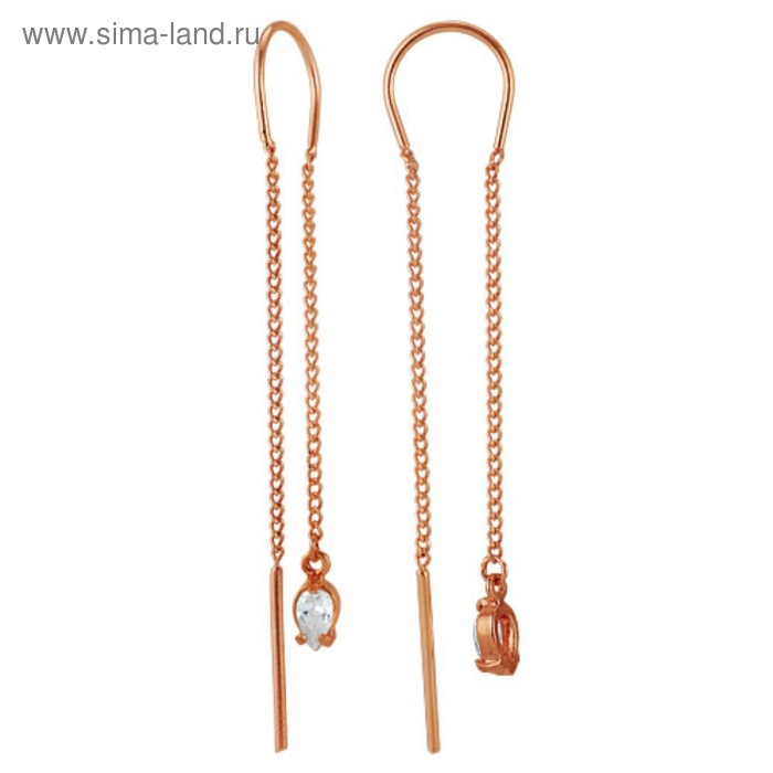 Серьги висячие «Капелька», позолота, цвет белый - Фото 1