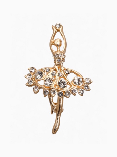 Брошь «Балерина» ан лер, белая в золоте