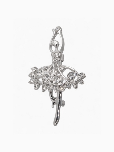 Брошь «Балерина» ан лер, цвет белый в серебре