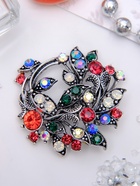 Брошь «Цветов букет» венок, цветная в чернёном серебре - Фото 6