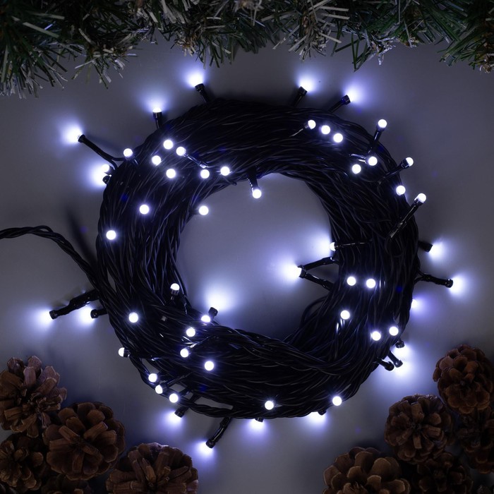 УЦЕНКА Гирлянда «Нить» 10 м, IP44, УМС, тёмная нить, 72 SMD-LED, свечение белое, 220 В - Фото 1