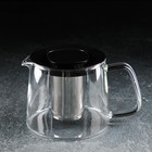 Чайник стеклянный заварочный «Локи», 1,4 л, с металлическим ситом, цвет чёрный - фото 318134507