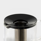 Заварочный чайник «Локи», 1.4 л, с металлическим ситом, стекло, чёрный - Фото 4