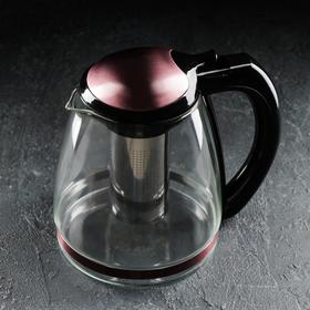 Чайник стеклянный заварочный «Глянец», 2 л, с металлическим ситом, цвета розовый