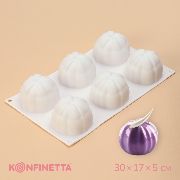 Форма для муссовых десертов и выпечки Доляна «Цветок», 30×17×5 см, 6 ячеек (d=7 см), цвет белый