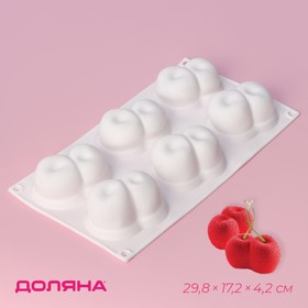 Форма для муссовых десертов и выпечки Доляна «Вишенки», 29,8×17,2×4,2 см, 6 ячеек (8×5 см), цвет белый