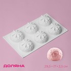 Форма для муссовых десертов и выпечки Доляна «Кристалл», 29.5×17×3.5 см, 6 ячеек (d=6.5 см), силикон, белая - Фото 1