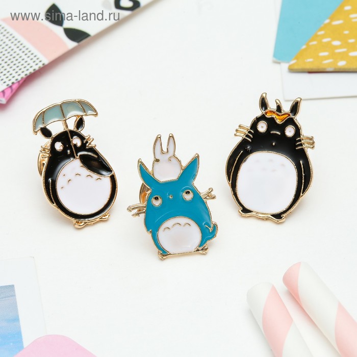 Набор значков «Тоторо» цветной в золоте - Фото 1