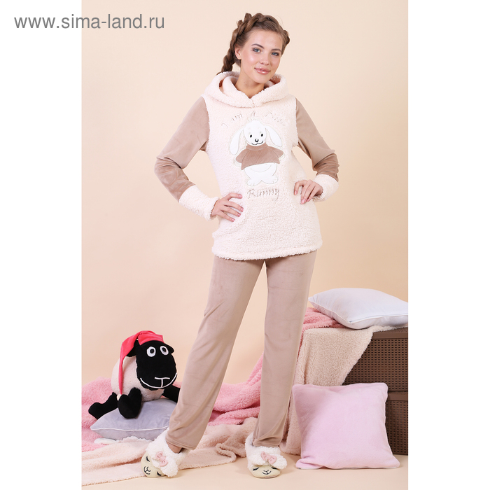 Комплект женский (куртка, брюки) Банни-2 цвет молоко, р-р 48 - Фото 1