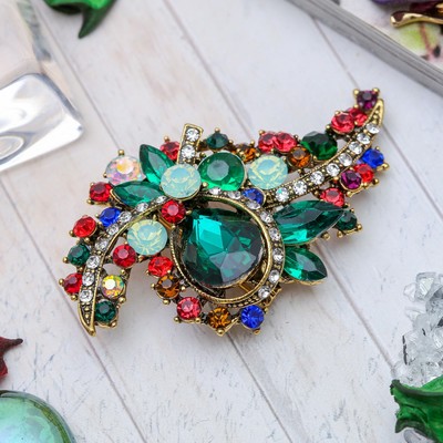 Брошь «Орден» за женственность, цвет зелёный в чернёном золоте