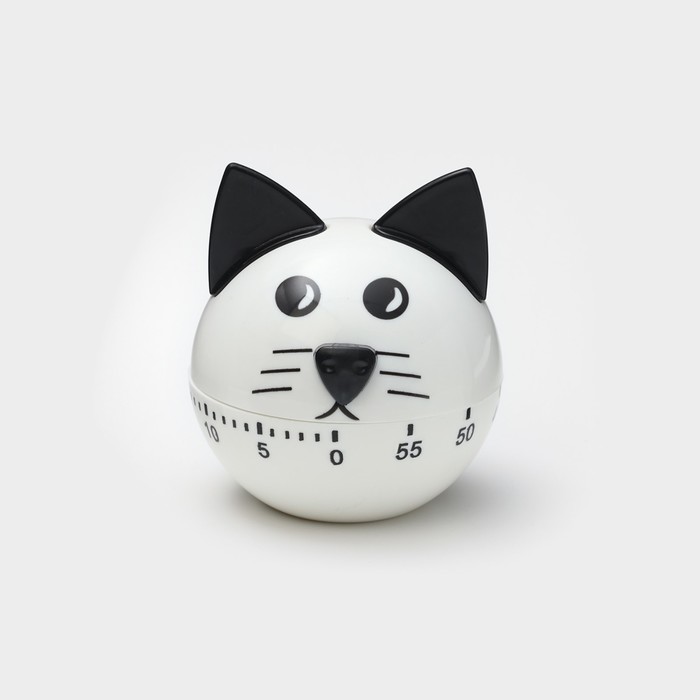 Таймер механический Доляна «Котёнок», кухонный, белый - Фото 1
