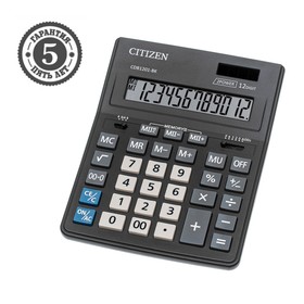 Калькулятор настольный Citizen / Eleven Business Line "CDB1401BK", 14-разрядный, 155 х 205 х 35 мм, двойное питание, чёрный, МИКС