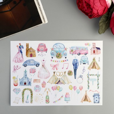 Наклейка бумага "Свадебные атрибуты" 14,8х21 см