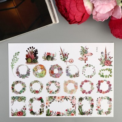 Наклейка бумага "Цветочные венки" 14,8х21 см