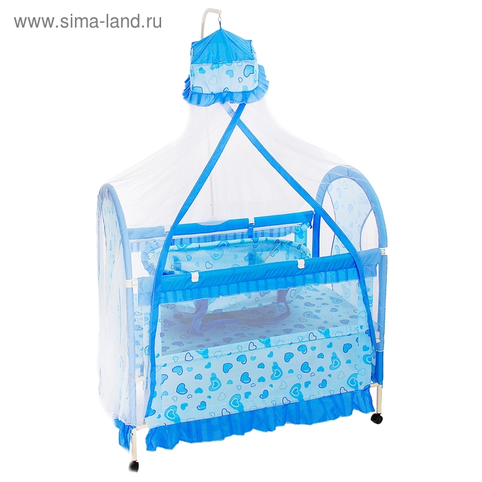Детская металлическая кроватка с люлькой «Комфорт», цвет голубой - Фото 1