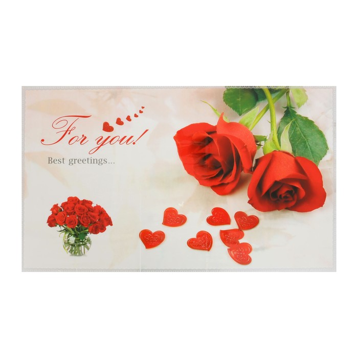 Наклейка на кафельную плитку "Розы, сердца" 75х45 см - Фото 1