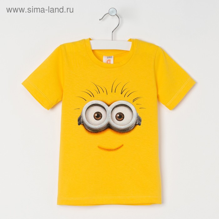 Футболка детская "Миньон" глаза, Гадкий Я, р-р 32 (110-116см) 5-6л., 100% хлопок - Фото 1