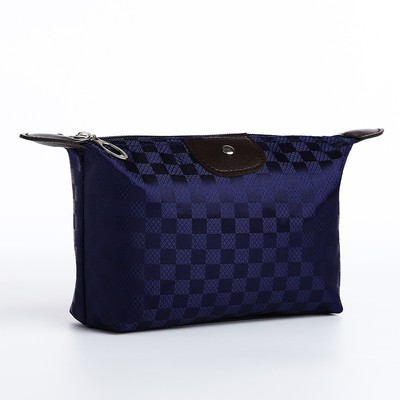 Косметичка простая на молнии, «Шахматная доска», тёмно-синяя