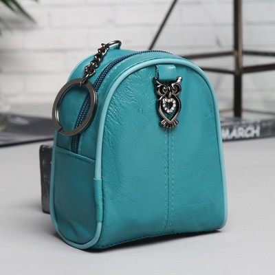 Кошелёк женский «Сова», отдел на молнии, кольцо, цвет бирюзовый