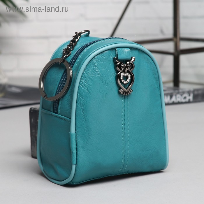 Кошелёк женский «Сова», отдел на молнии, кольцо, цвет бирюзовый - Фото 1