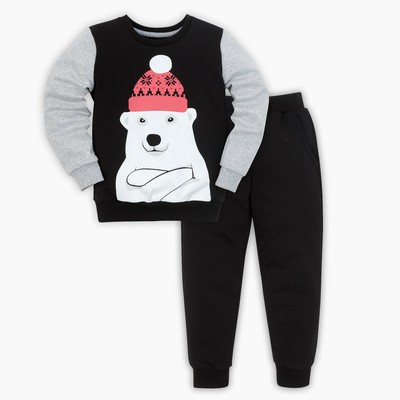 Комплект для мальчика: джемпер и брюки KAFTAN "Медведь в шапке", чёрный, р-р 36, рост 134-140 см
