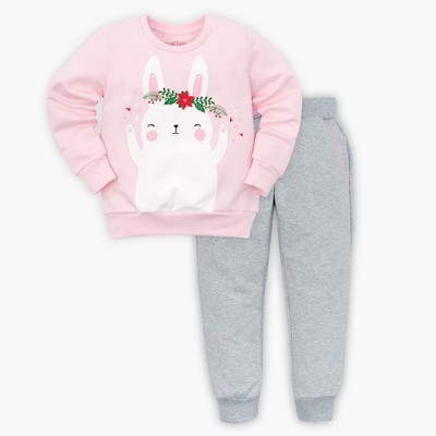 Комплект для девочки: джемпер и брюки KAFTAN "Зайчик", роз., серый, р-р 32, рост 110-116 см