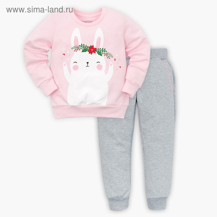 Комплект для девочки: джемпер и брюки KAFTAN "Зайчик", роз., серый, р-р 32, рост 110-116 см - Фото 1