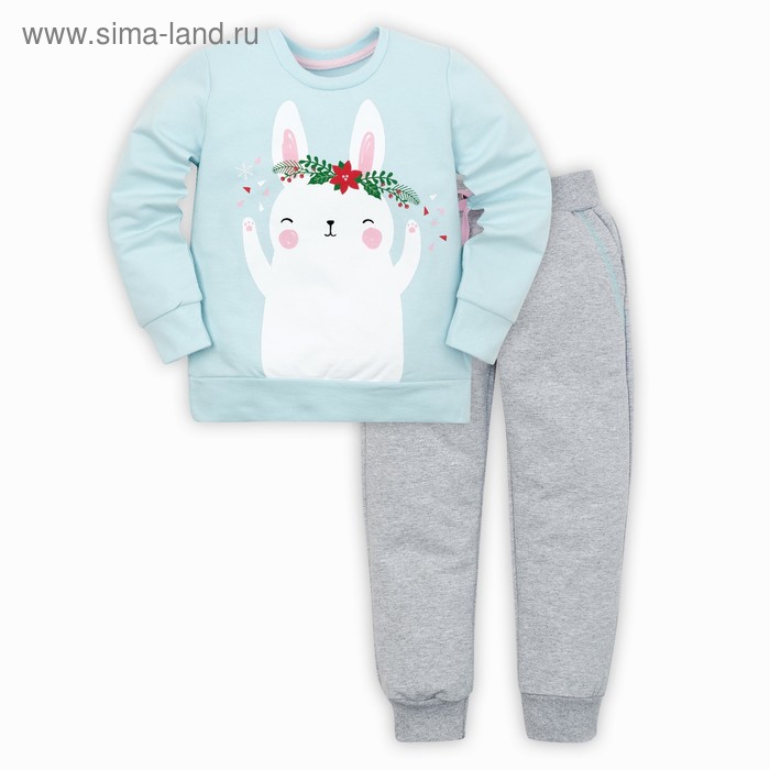 Комплект для девочки: джемпер и брюки KAFTAN "Зайчик", гол., серый, р-р 30, рост 98-104 см - Фото 1