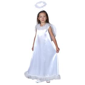 Карнавальный костюм «Белый ангел», нимб, платье, крылья, р-р 28, рост 98-104 см