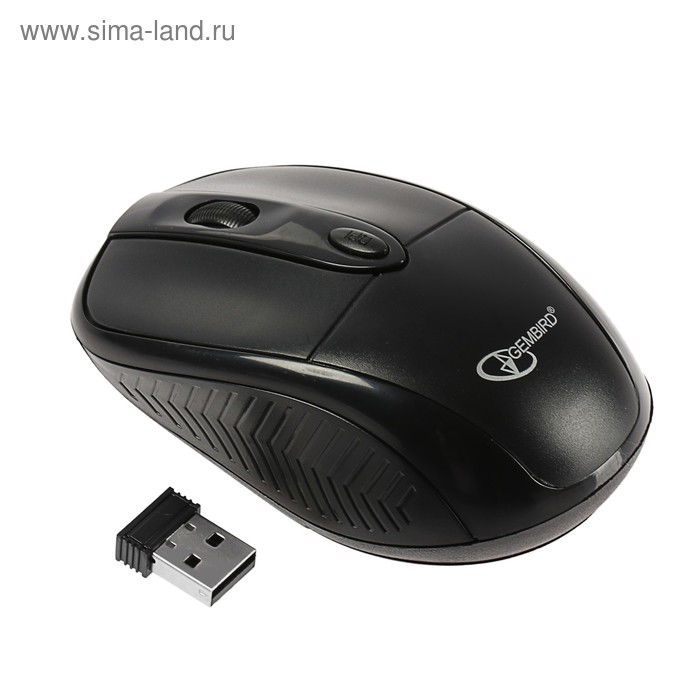 Мышь Gembird MUSW-219, беспроводная, оптическая, 4 кнопки, 1600 dpi, 2xAAA, USB, чёрная - Фото 1
