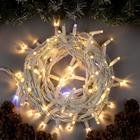 Гирлянда "Нить" 10 м , IP65, УМС, белая нить, 100 LED, свечение тёплое белое, мерцание белым, 220 В - фото 809598868