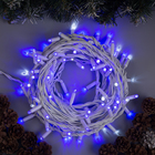 Гирлянда «Нить» 10 м, IP65, УМС, белая нить, 100 LED, свечение синее, мерцание белым, 220 В - Фото 1