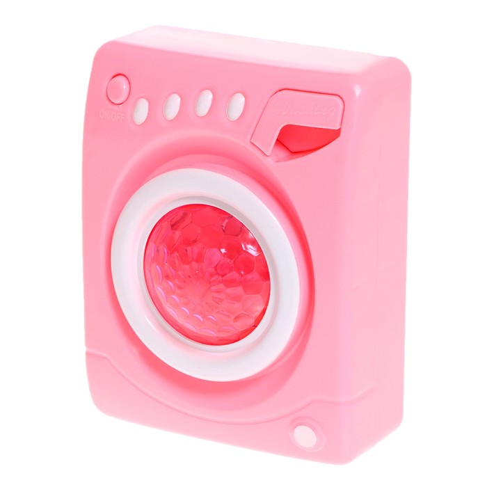 Бытовая техника «Стиральная машина», свет, звук, барабан вращается, цвет розовый - фото 1881920364