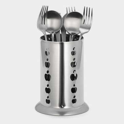 Подставка для столовых приборов «Яблочко», 10×17 см, нержавеющая сталь