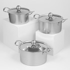 Набор кастрюль «Классик», 3 шт.: 1 л (d=16 см), 1.5 л (d=18 см), 2 л (d=20 см), нержавеющая сталь - Фото 2