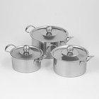 Набор кастрюль «Классик», 3 шт.: 1 л (d=16 см), 1.5 л (d=18 см), 2 л (d=20 см), нержавеющая сталь - Фото 3