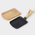 Сковорода «Лопата. Гриль», 23×18 см, на деревянной подставке, чугун, чёрная - Фото 6