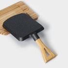 Сковорода чугунная на деревянной подставке «Лопата. Гриль», 23×18 см, цвет чёрный - Фото 7