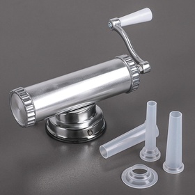 Шприц колбасный, 0.5 кг, 31×11×10 см, 3 насадки, металл, серебристый