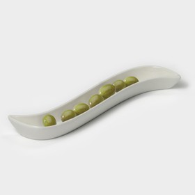 Блюдо для оливок керамическое «Серпан», 150 мл, 26×9×3 см, цвет белый