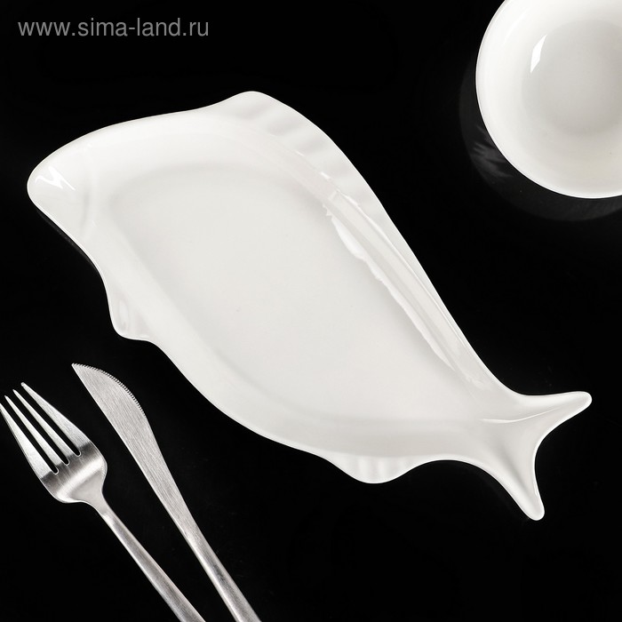 Блюдо фарфоровое «Карл», 26×12×2,5 см, цвет белый - Фото 1