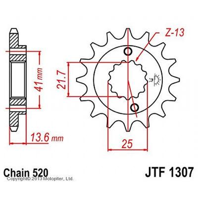 Звезда ведущая, JT sprockets F1307-14, цепь 520, 14 зубьев