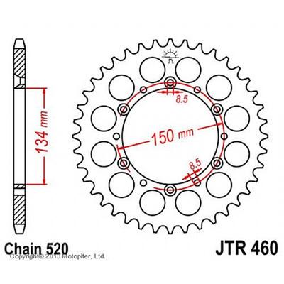 Звезда ведомая, JT sprockets R460-49, цепь 520, 49 зубьев