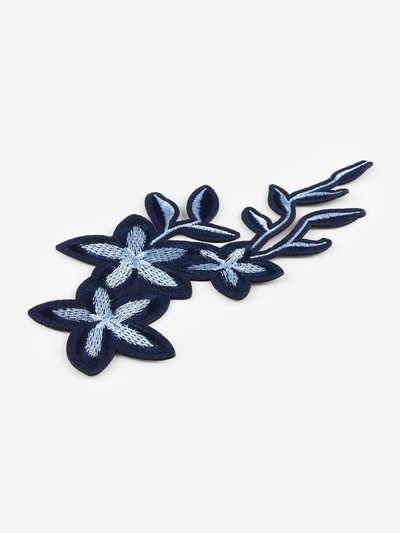 Термоаппликация «Цветы», 20×9 см, серая, синяя