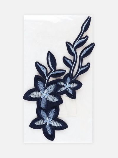 Термоаппликация «Цветы», 20×9 см, серая, синяя