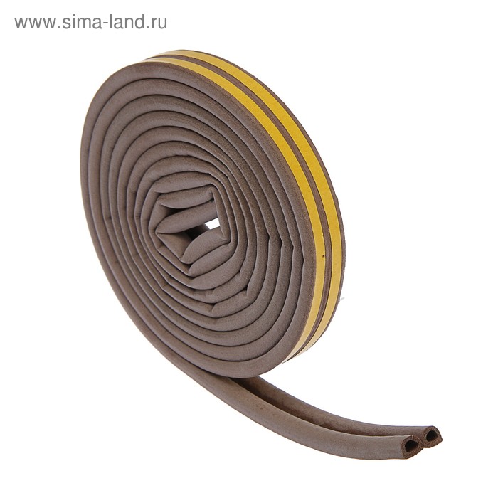 Уплотнитель резиновый ТУНДРА, профиль D, размер 9х8 мм, коричневый, в упаковке 6 м - Фото 1