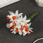 Декор для творчества "Белые хризантемы, оранж" 10 см (1 набор=1 букету) в букете 12 цветов - фото 8747954