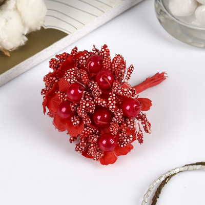 Декор для творчества «Цветы с бусиной», 10 см, (1 набор=1 букету), в букете 12 цветов