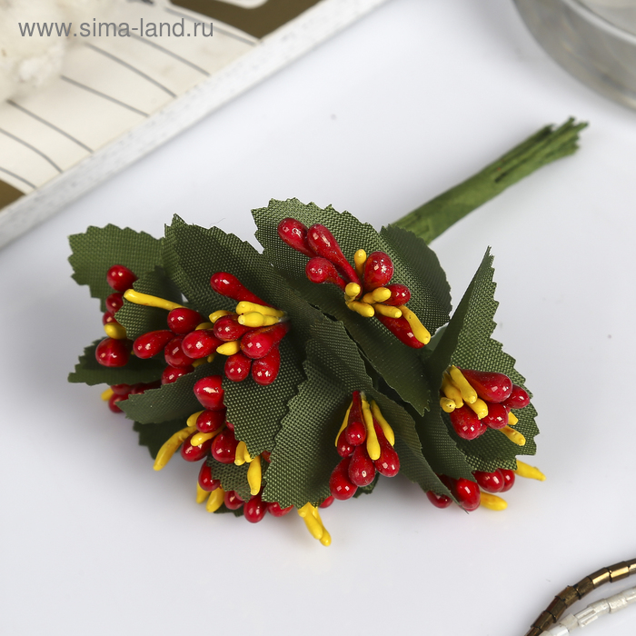 Декор для творчества "Цветы с перчиком" 10,5 см (1 набор=1 букету) в букете 12 цветов - Фото 1